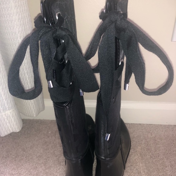 Black Coach rainboots. Tristee style, size 7. - Picture 2 of 3